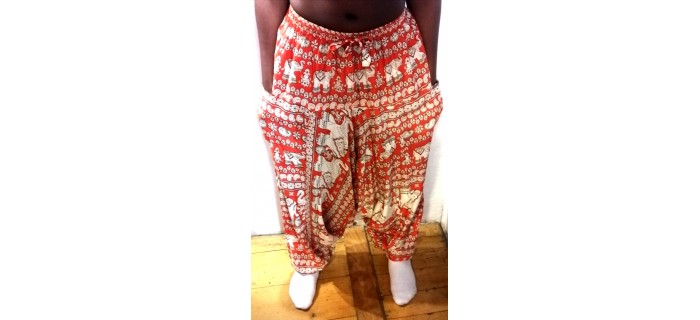 Saroual elephants rayonne rouge
