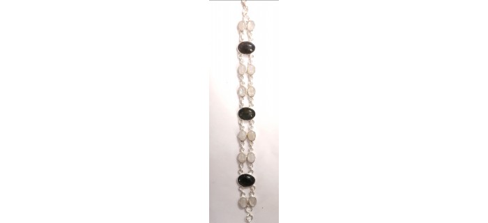 Bracelet argent , pierre de lune et labradorite