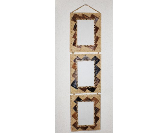 Porte-photos feuilles de bananier et rabane en patchwork  portrait