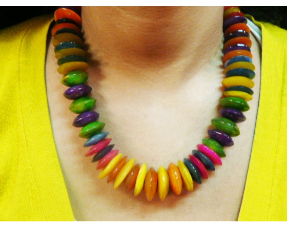 Collier disque multicolore