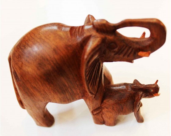 Elephant et son élephanteau palissandre