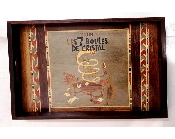 Plateau marqueté "Les 7 boules de cristal"