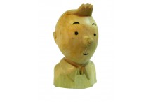 Buste Tintin en bois de fanazava 13 cm